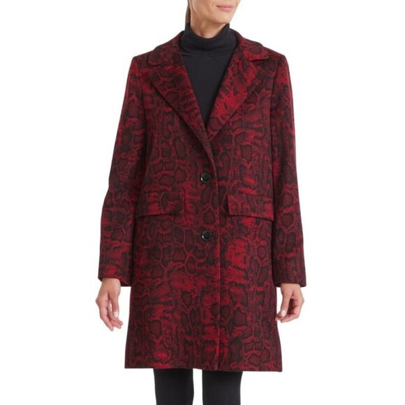 🆕SOFIA CASHMERE Python Print Wool Cashmere Single Breasted Coat 8